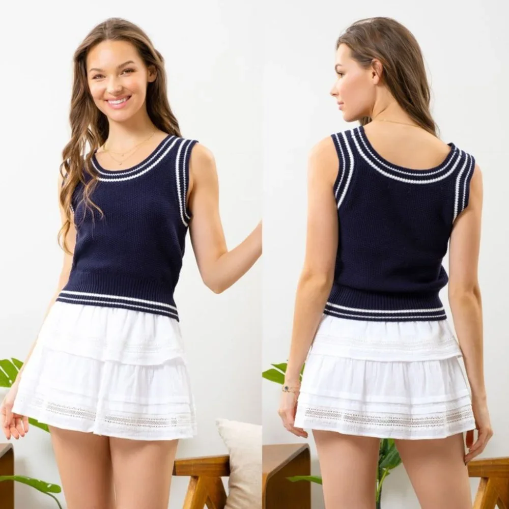 Navy Knit Varsity Vest {Mine} - Picture 1 of 5